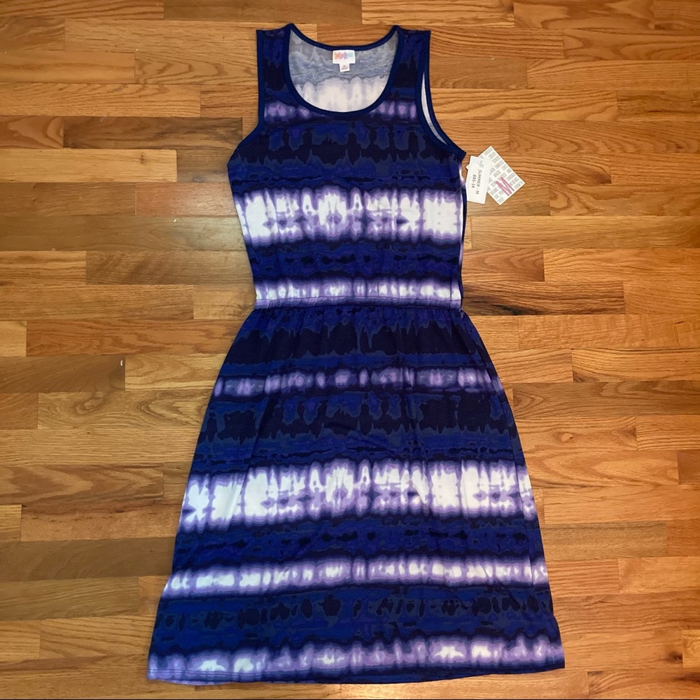 LuLaRoe  white  and Purple Tie-Dye Midi Dress- wore once
